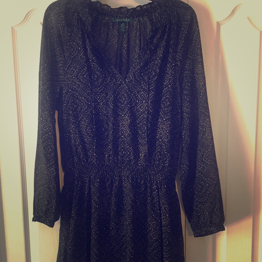 Ralph Lauren dress size 10 sheer cinched waist